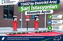 TOGÜ’de Elektrikli Araç Şarj İstasyonları Hizmete Açıldı
