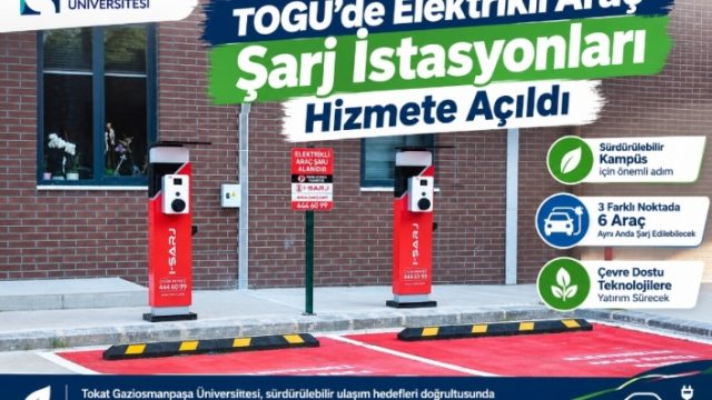 TOGÜ’de Elektrikli Araç Şarj İstasyonları Hizmete Açıldı
